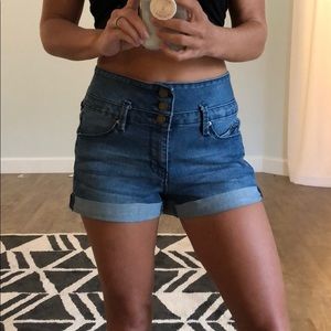 Denim high waisted shorts